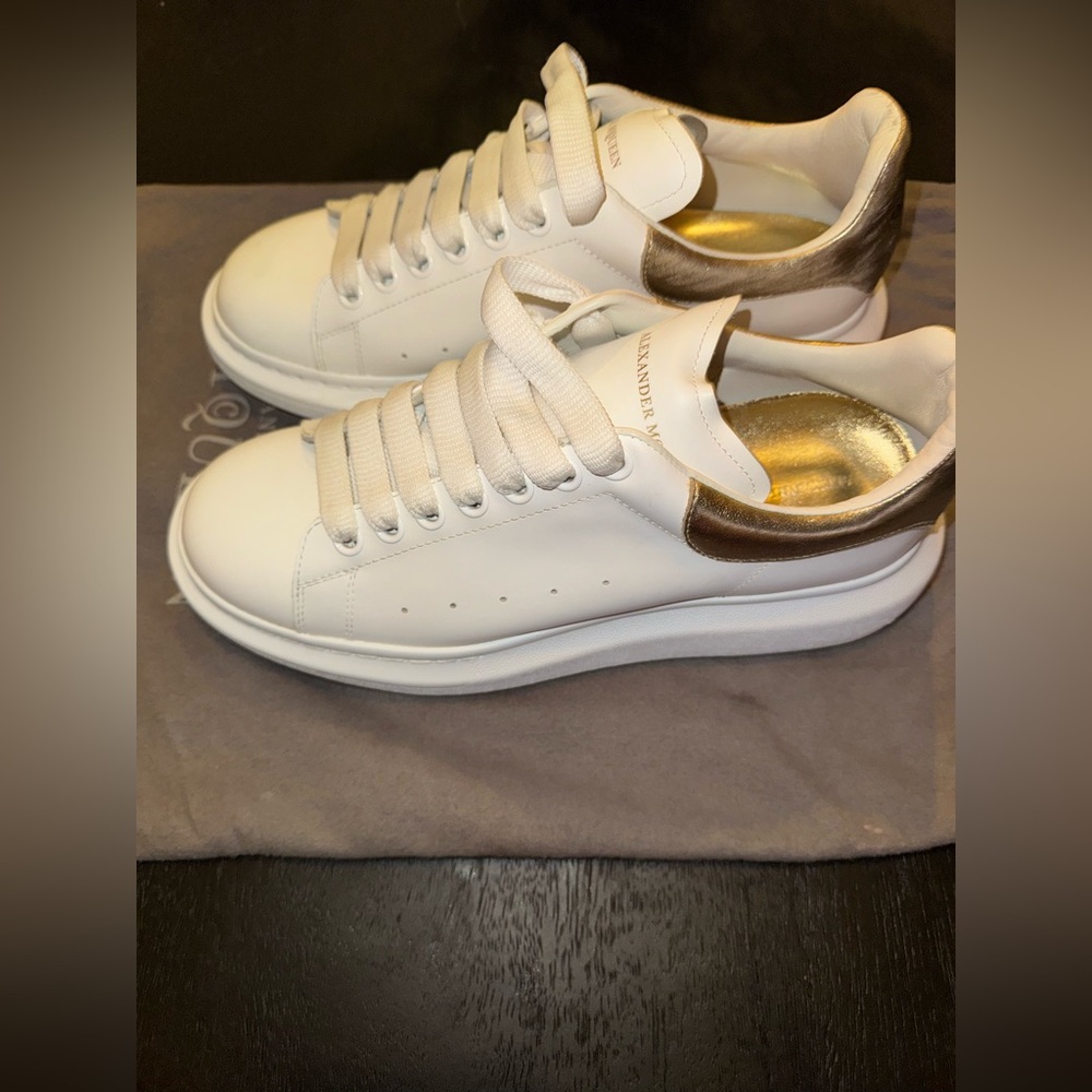 Gold & white Alexander McQueen sneakers